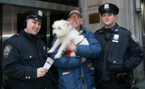 Mr. Pish Meets NYPD Officers in Times Square