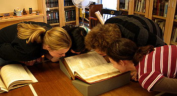 book sniffing at Bowdoin College