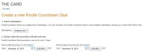 Kindle Countdown Deal Dates set up