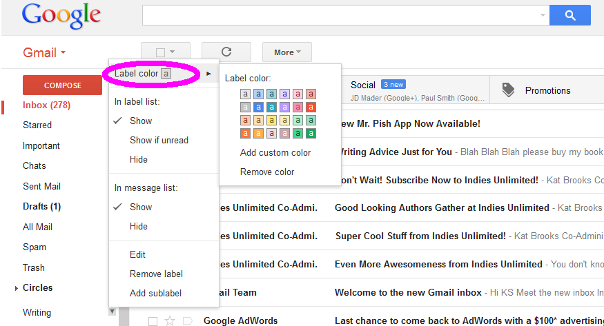 Gmail Color Label