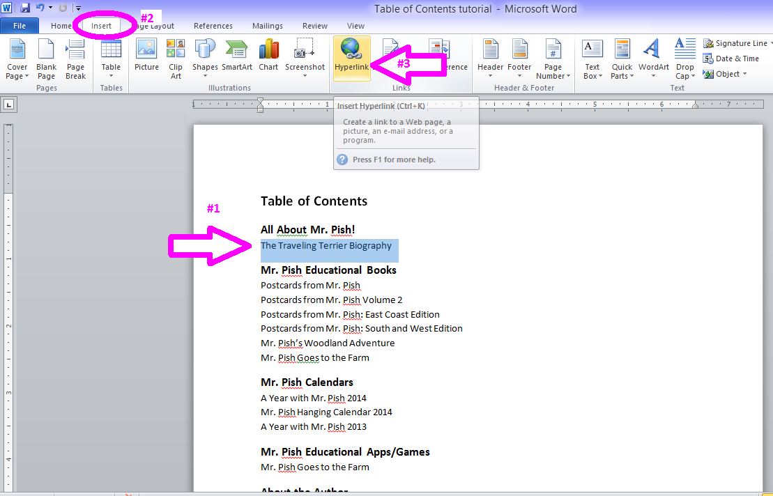 how to make clickable table of contents in word 2013