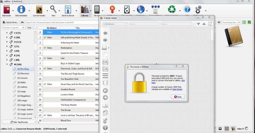 DRM error message on Calibre