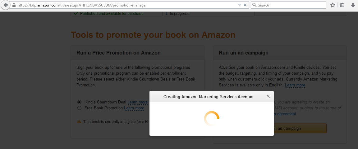 Amazon creating advertising services account