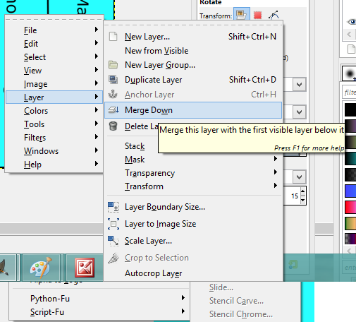 GIMP merge down