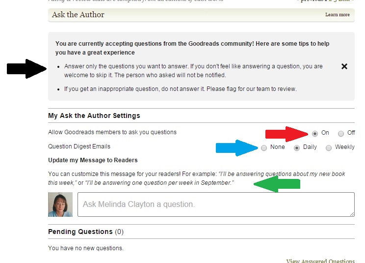 Goodreads ask the author 1
