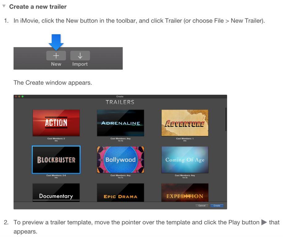 2 create imovie trailer