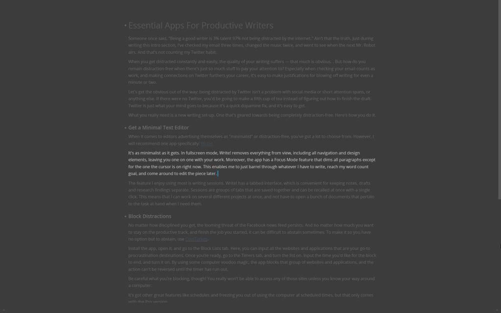 Write! app screen