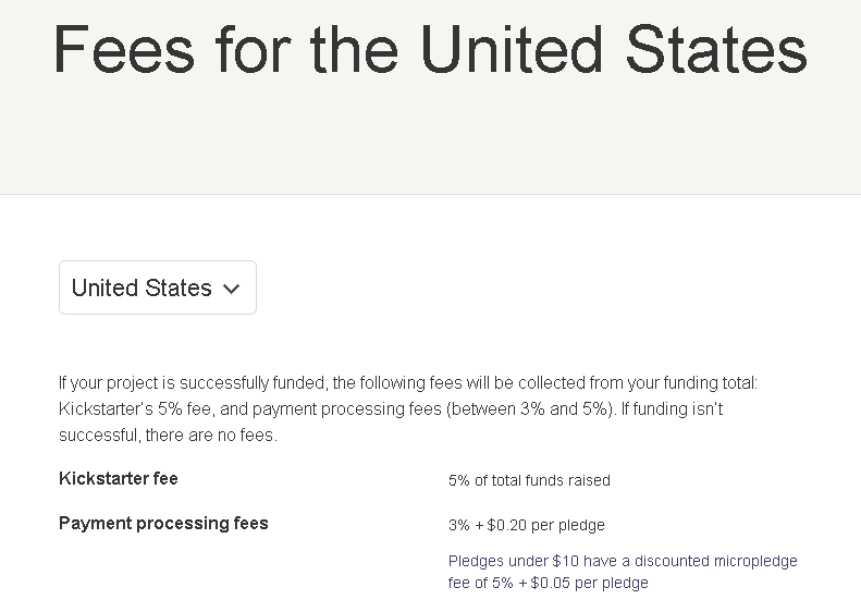 kickstarter project fees