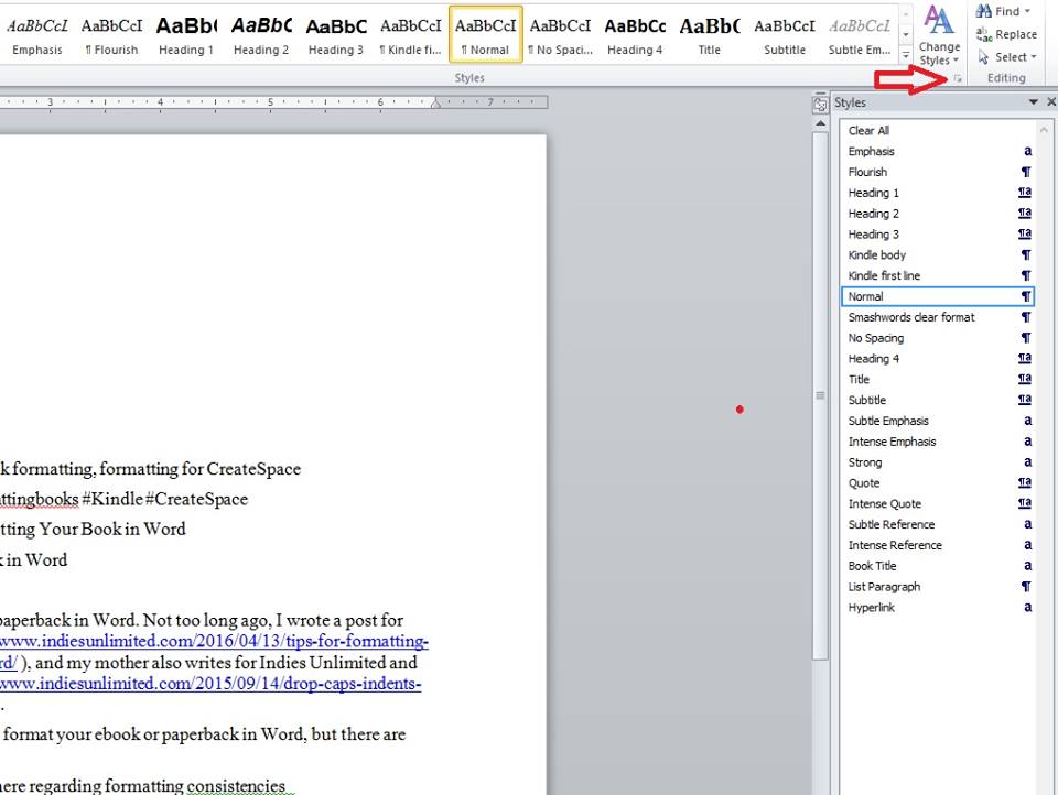 styles in ms word for book formatting