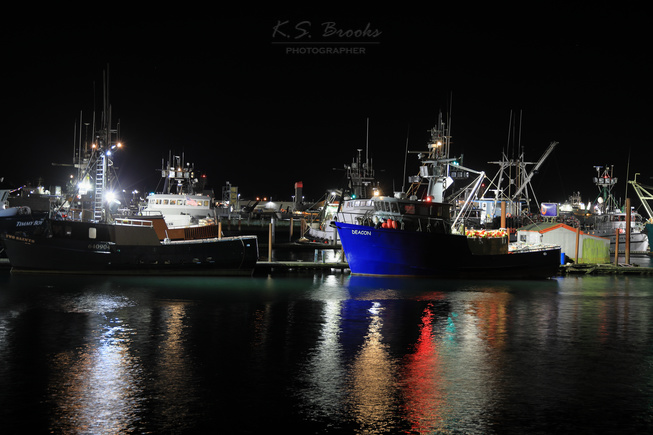harbor with boats at night copyright KS Brooks
